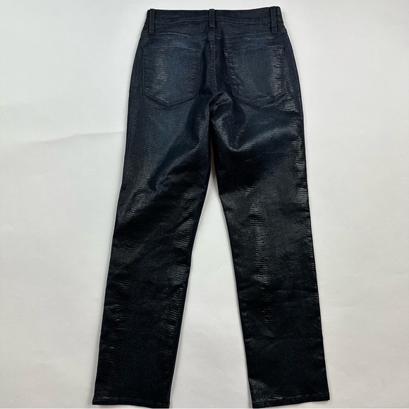 Frame Denim Le High Straight Indigo Lizard Coated Jeans Sz 25 - Picture 9 of 11